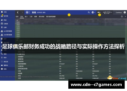 足球俱乐部财务成功的战略路径与实际操作方法探析 足球俱乐部财务成功的战略路径与实际操作方法探析